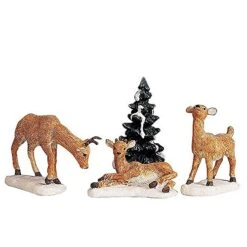 Lemax Dad And Fawns, Set Of 4
