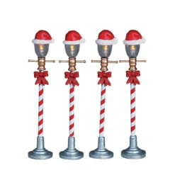Lemax Santa Hat Street Light - 4 Piece Set